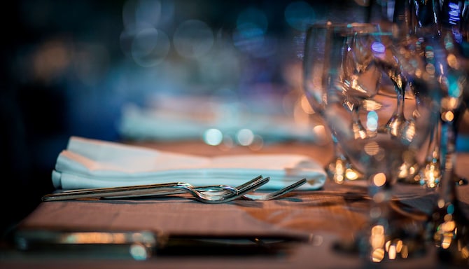 Meetings and Events - Hotel generic - MandE - Generic - Restaurants - Dinner table setup close up