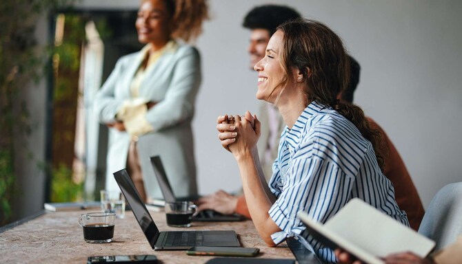 Meetings and Events - web only - She looks happy, must be the end of the meeting
