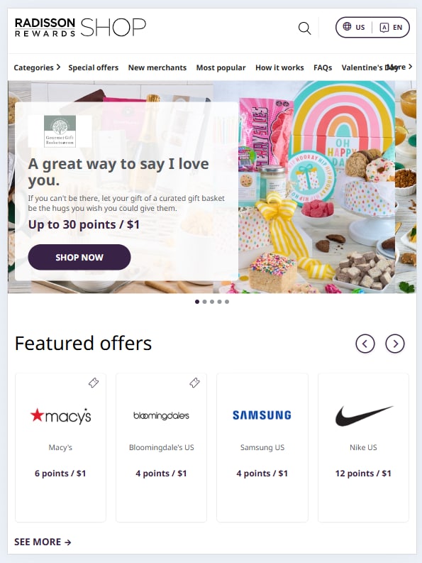 PR - EMEA 2026 - Radisson Rewards Shop Screenshot