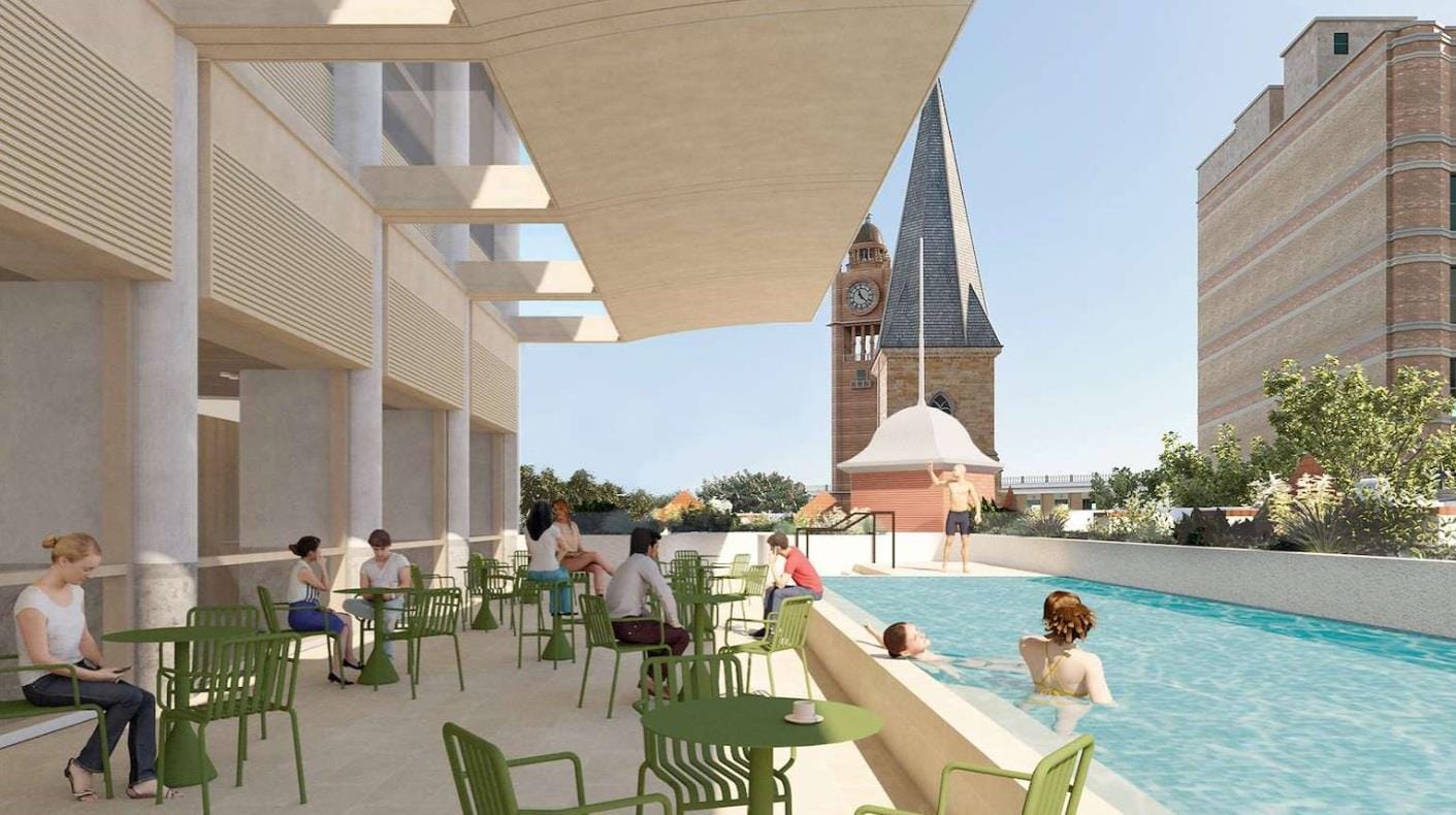 Pool and terrace at Radisson RED Sydney Haymarket (render)