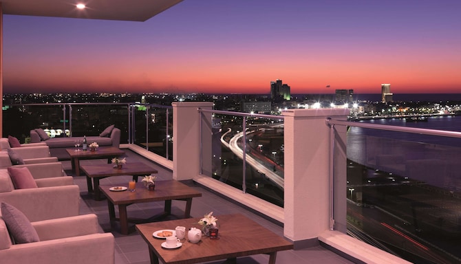 Al Mahary Radisson Blu Hotel, Tripoli - Terrace at the evening/night