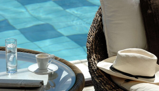 Radisson Blu Beach Resort, Milatos Crete - Coffee by the pool