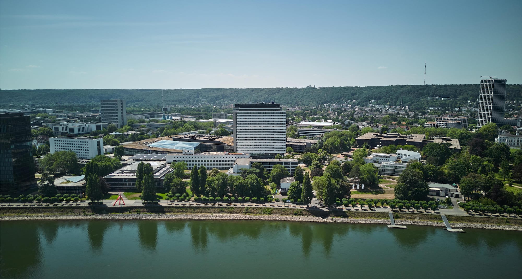 Radisson Blu Hotel, Bonn - View across the Rhine towards Bonn and the green riverside promenade