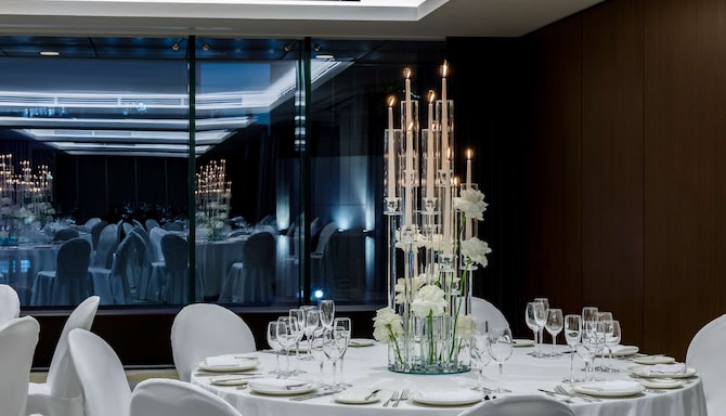 Radisson Blu Olympiyskiy Hotel, Moscow - Meetings and Events Blue Black with banquet set-up