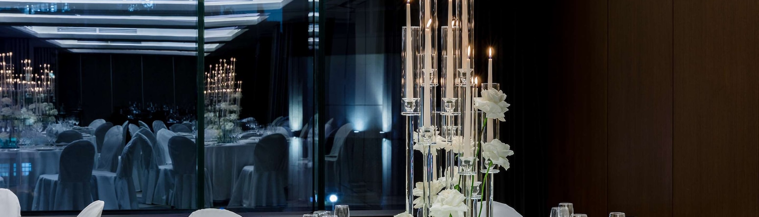 Radisson Blu Olympiyskiy Hotel, Moscow - Meetings and Events Blue Black with banquet set-up