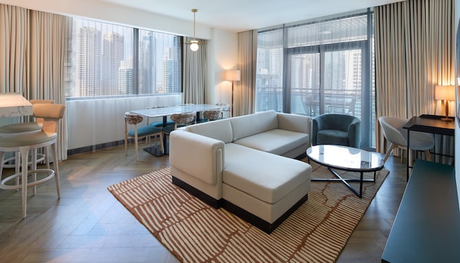 Radisson Blu Residence, Dubai Marina - Living room - Two Bedroom Apartment - Marina View