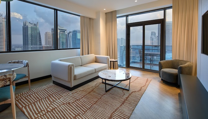 Radisson Blu Residence, Dubai Marina - Living room - One Bedroom Apartment