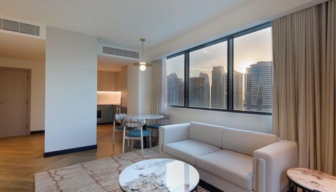 Radisson Blu Residence, Dubai Marina - Living room - One Bedroom Apartment