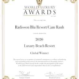 Radisson Blu Resort, Cam Ranh - 2020 World Luxury Beach Resort