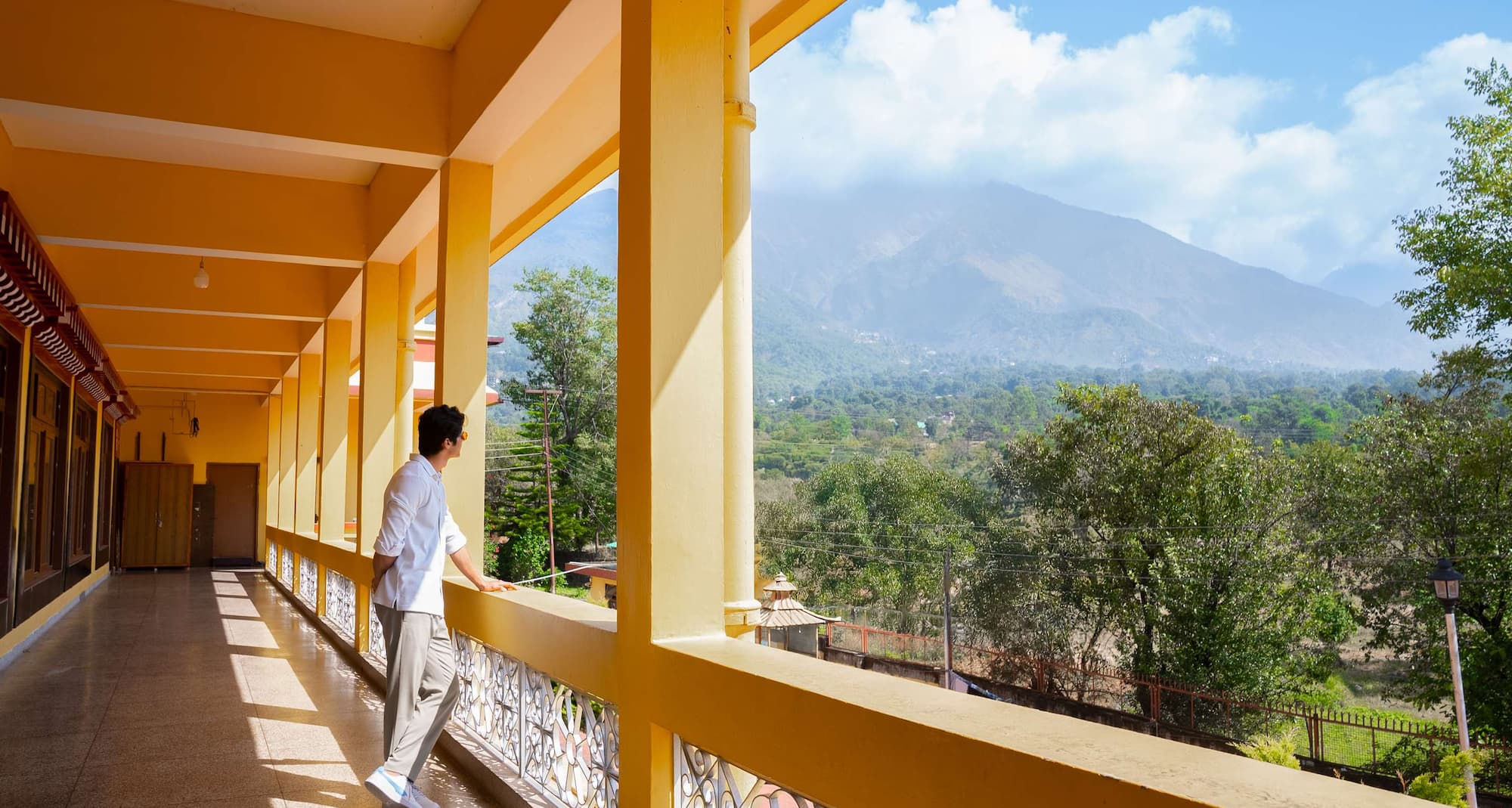 Bask into the sunshine with stunning views from The Dalai Lama Monastery