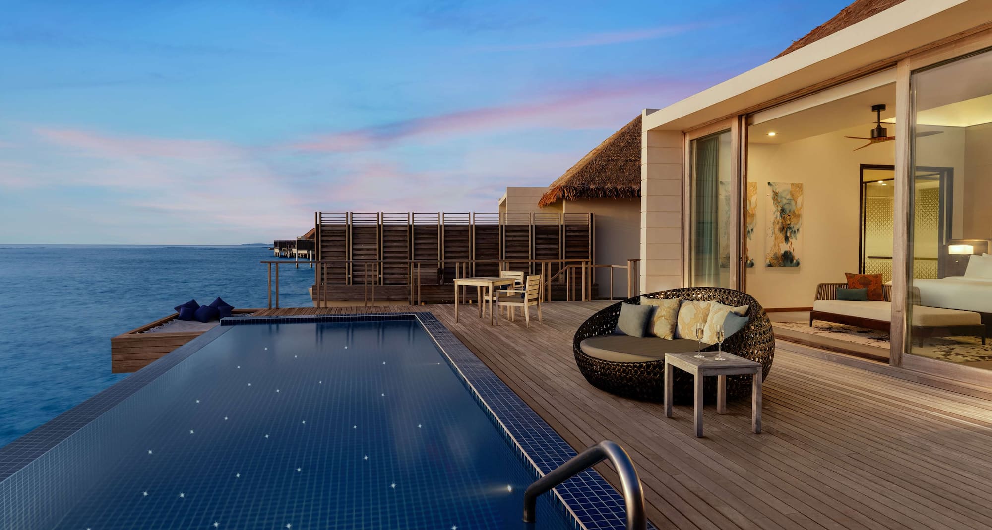 Radisson Blu Resort, Maldives - Overwater Villa - Sunset View & Pool Twilight