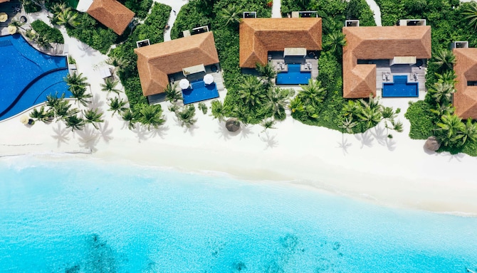 Radisson Blu Resort, Maldives - Beach and Overwater Villa Aerial View