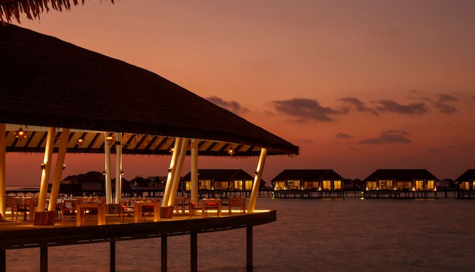 Radisson Blu Resort Maldives - مطعم Alifaan - صورة وقت الغسق