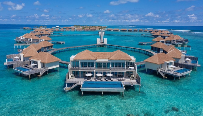 Radisson Blu Resort, Maldives - Aerial Image of the Overwater Presidential Villa