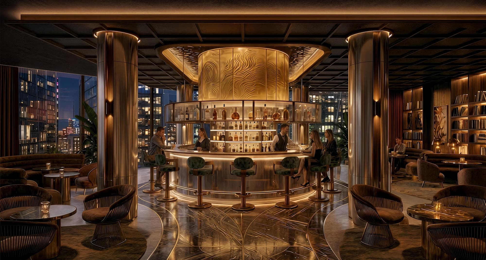 Radisson Collection Hotel, Frankfurt - Bar at Night CGI Recreation