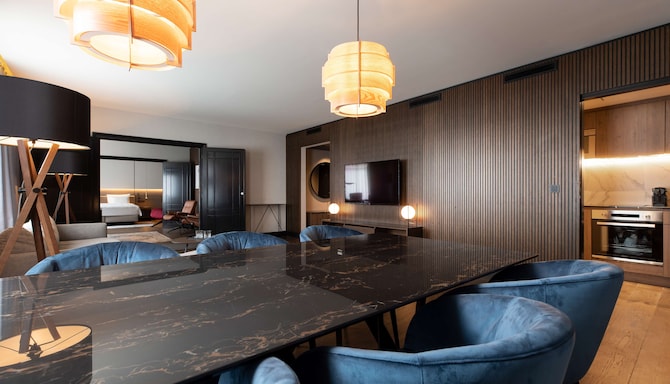 Radisson Collection Hotel, Grand Place Brussels - Presidential Suite dining room area and kitchenette