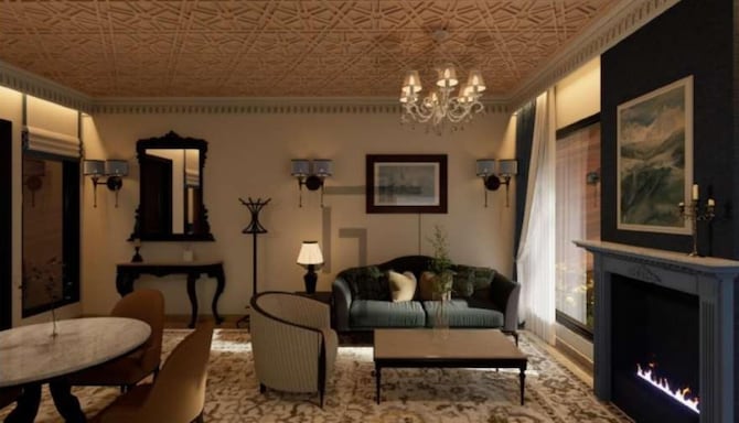 Radisson Golf Resort Pahalgam - Villa Living Room CGI Recreation