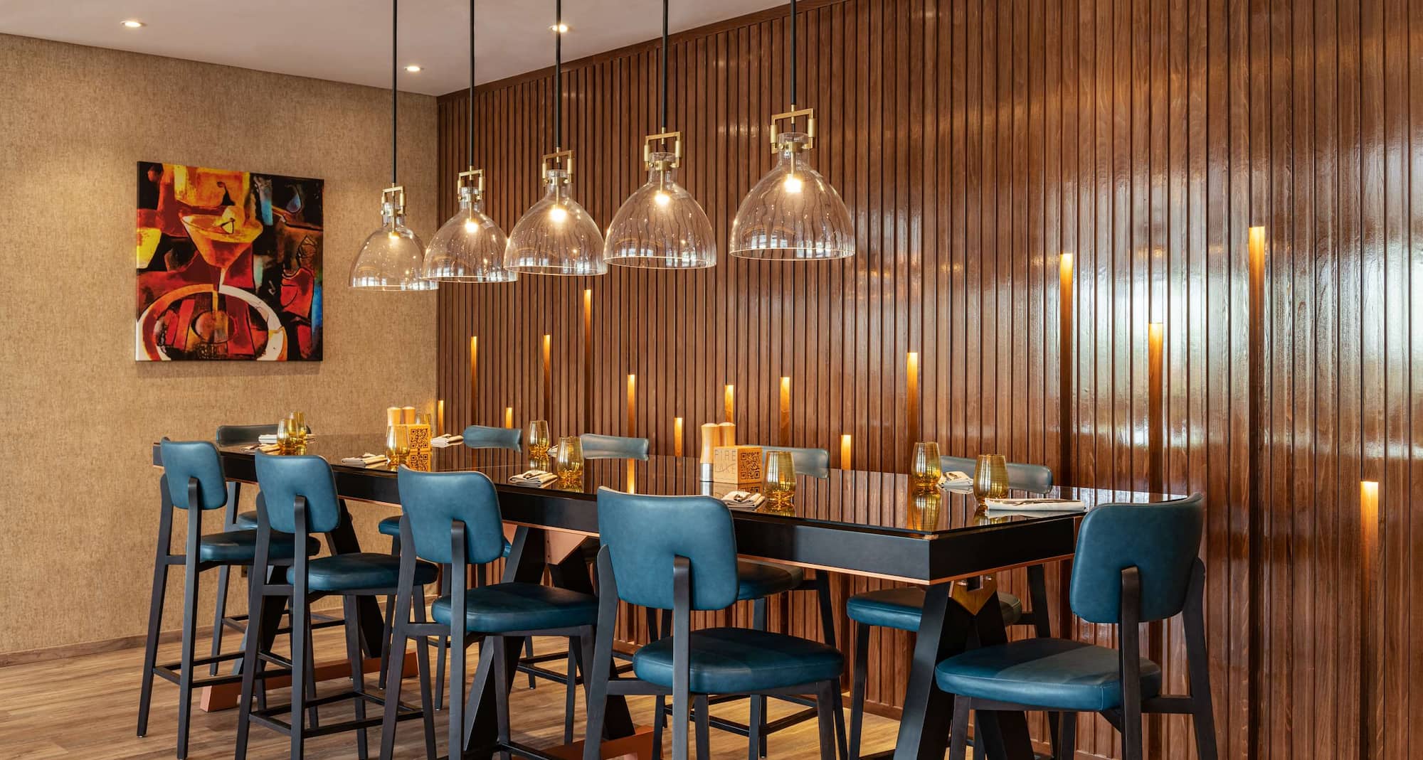 Radisson Hotel Dubai Damac Hills - Fire Lake Restaurant high table