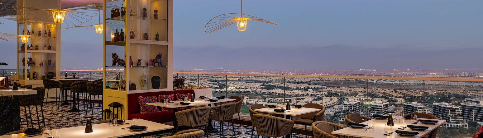 迪拜达玛克山庄丽筠酒店 - 餐厅夜景