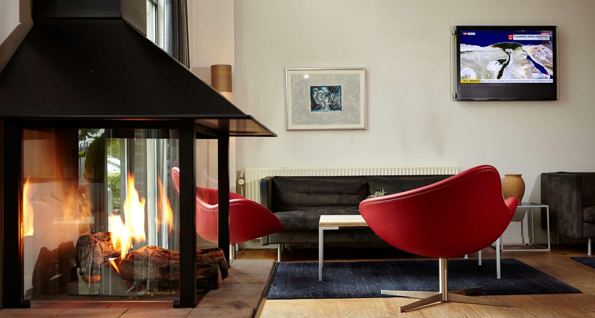 Radisson Blu Papirfabrikken Hotel, Silkeborg - Fireplace in Lounge