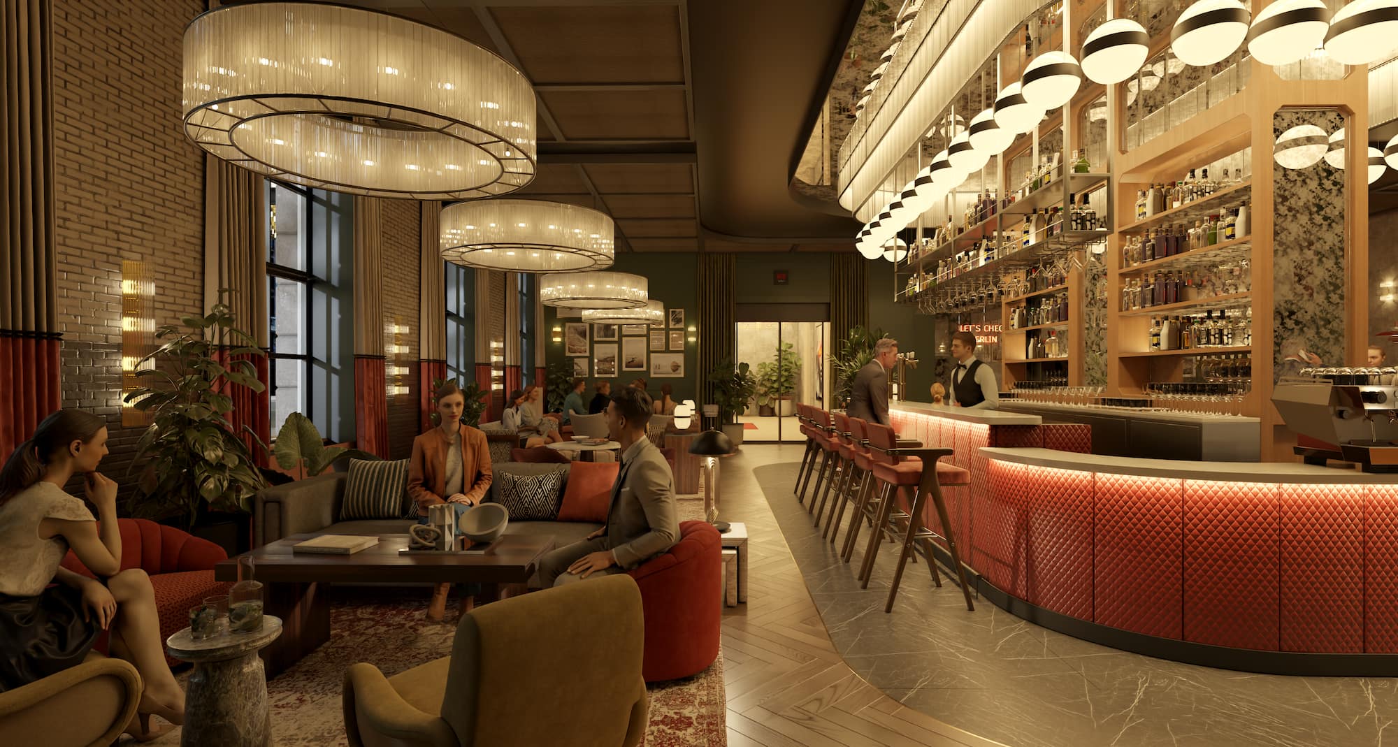 Radisson RED Berlin Potsdamer Platz - Lobby Bar CGI Recreation
