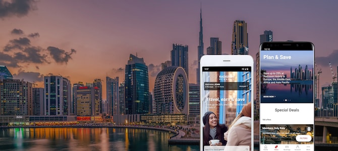 Radisson Rewards - Promozione con città sullo sfondo