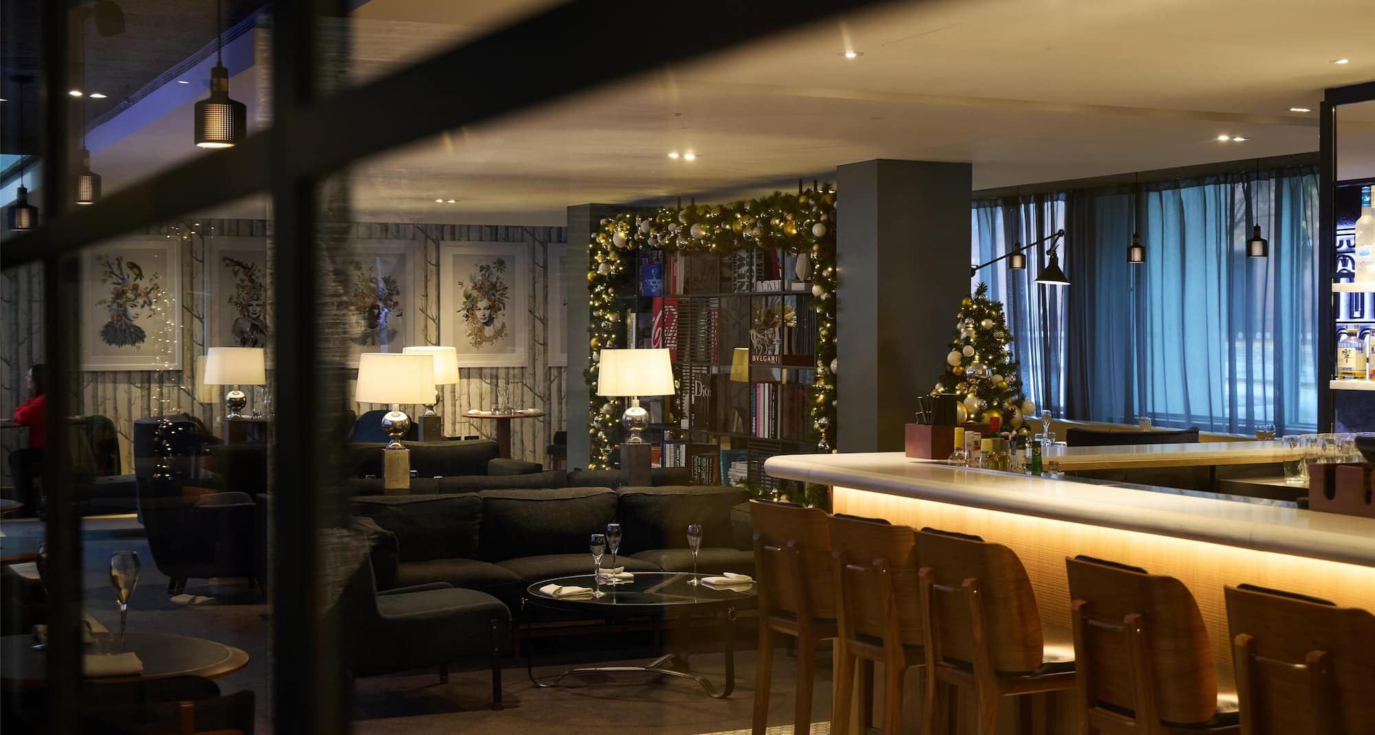 The Edwardian Manchester, A Radisson Collection Hotel - The Library Champagne Bar - Christmas