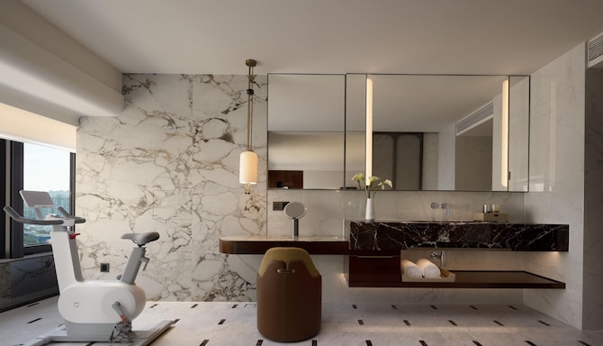 The Kunlun Hua Ting Hotel & Towers, Shanghai - Superior Deluxe Theme King Bike Bathroom